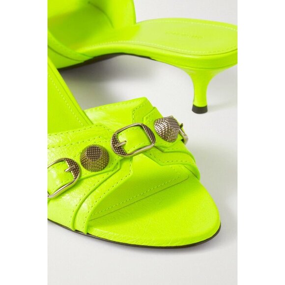 BALENCIAGA Cagole Mules in Fluo Yellow & Palladium 37 with box Womens Heels - Picture 14 of 16